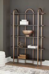 Bay Furniture Gallery - Ashley Furniture - Brentmour Bookcase - Bookcase / Brown/Gold Finish - A4000589