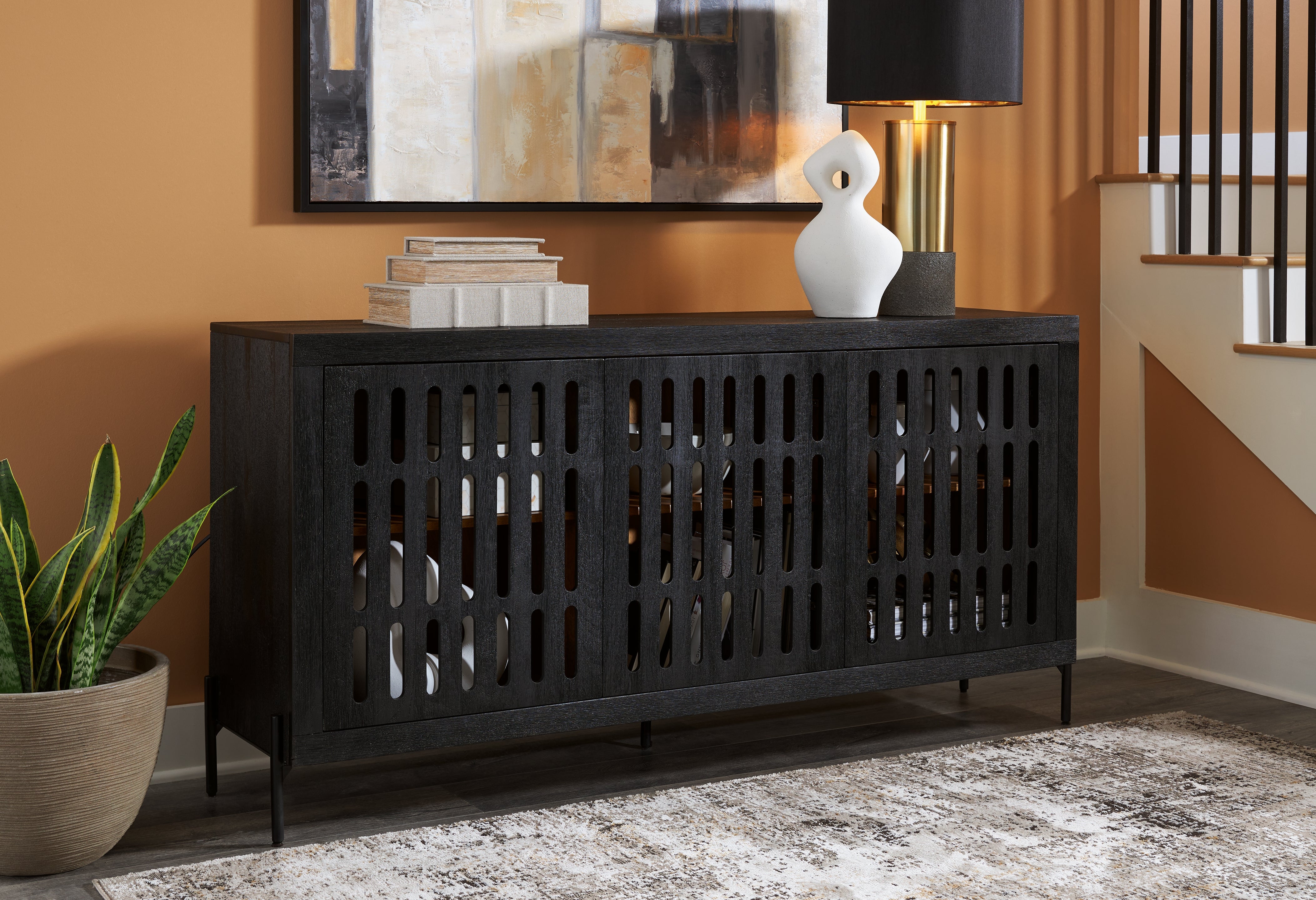 Bay Furniture Gallery - Ashley Furniture - Vallisburg Accent Cabinet - Accent Cabinet / Black/Natural - A4000644