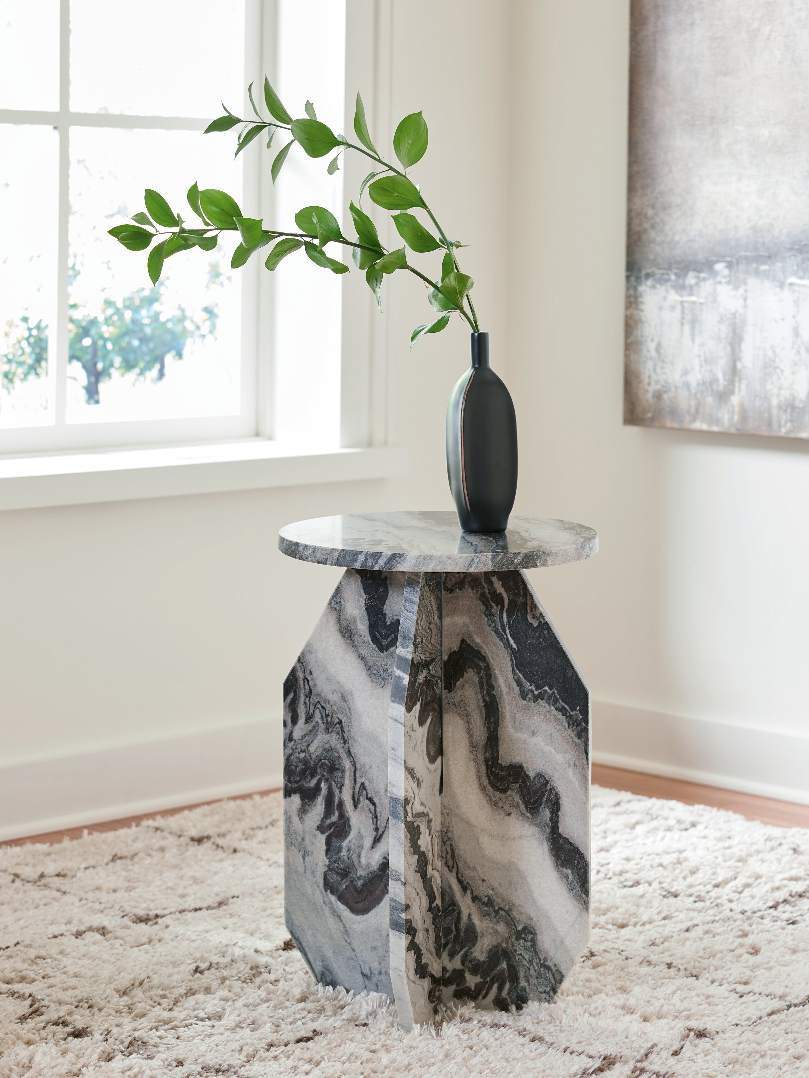 Bay Furniture Gallery - Ashley Furniture - Wrenlane Accent Table - Accent Table / Black/White/Taupe - A4000646