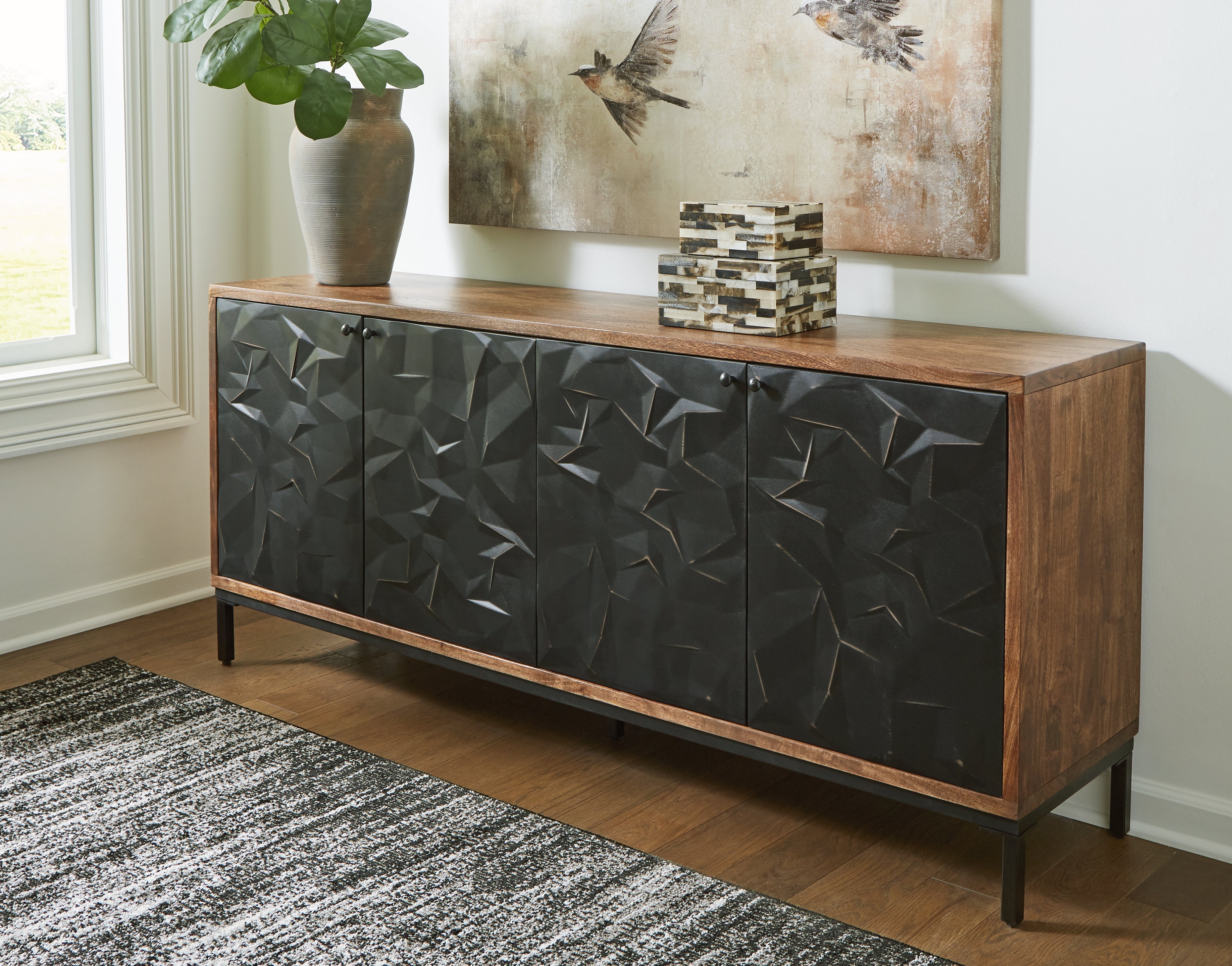 Bay Furniture Gallery - Ashley Furniture - Dorannby Accent Cabinet - Accent Cabinet / Black/Brown - A4000649