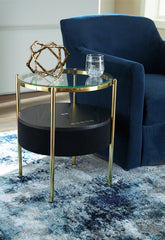 Bay Furniture Gallery - Ashley Furniture - Nedman Accent Table with Speaker - Accent Table with Speaker / Black/Gold Finish - A4000669