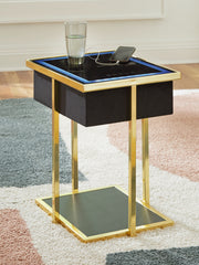 Bay Furniture Gallery - Ashley Furniture - Rexwell Accent Table with Speaker - Accent Table with Speaker / Black/Gold Finish - A4000681