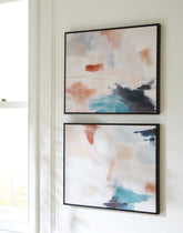 Bay Furniture Gallery - Ashley Furniture - Caldish Wall Decor - Wall Art Set (Set of 2) / Blue/White/Pink - A8000415