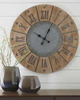 Bay Furniture Gallery - Ashley Furniture - Payson Wall Decor - Wall Clock / Antique Gray/Natural - A8010076