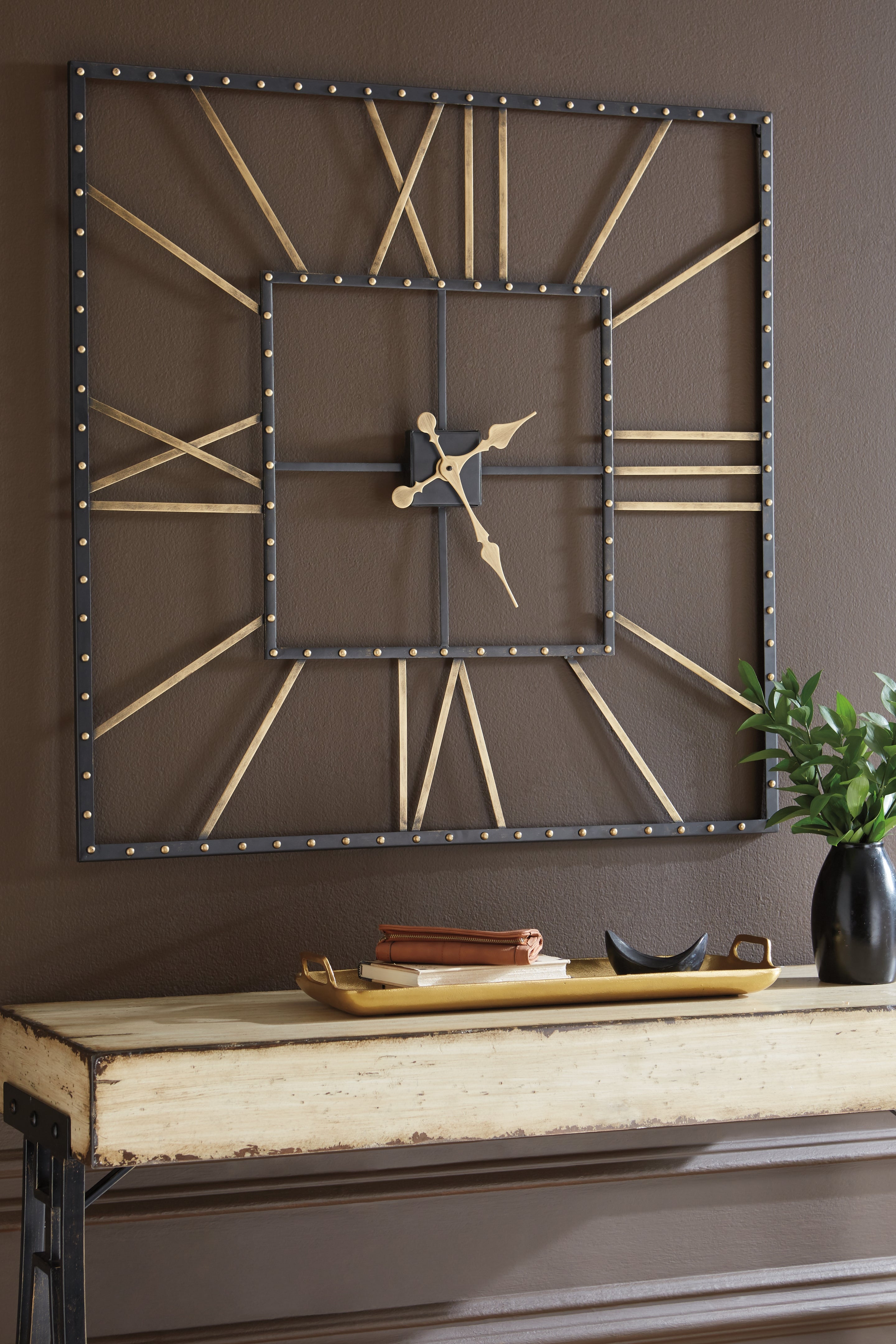 Bay Furniture Gallery - Ashley Furniture - Thames Wall Decor - Wall Clock / Black/Gold Finish - A8010112