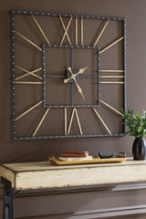 Bay Furniture Gallery - Ashley Furniture - Thames Wall Decor - Wall Clock / Black/Gold Finish - A8010112