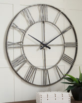 Bay Furniture Gallery - Ashley Furniture - Paquita Wall Decor - Wall Clock / Antique Silver - A8010237