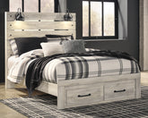 Bay Furniture Gallery - Ashley Furniture - Cambeck Bedroom - Queen Panel Bed with 2 Storage Drawers / Whitewash - B192B8