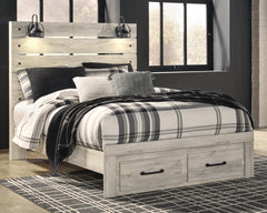 Bay Furniture Gallery - Ashley Furniture - Cambeck Bedroom - Queen Panel Bed with 2 Storage Drawers / Whitewash - B192B8