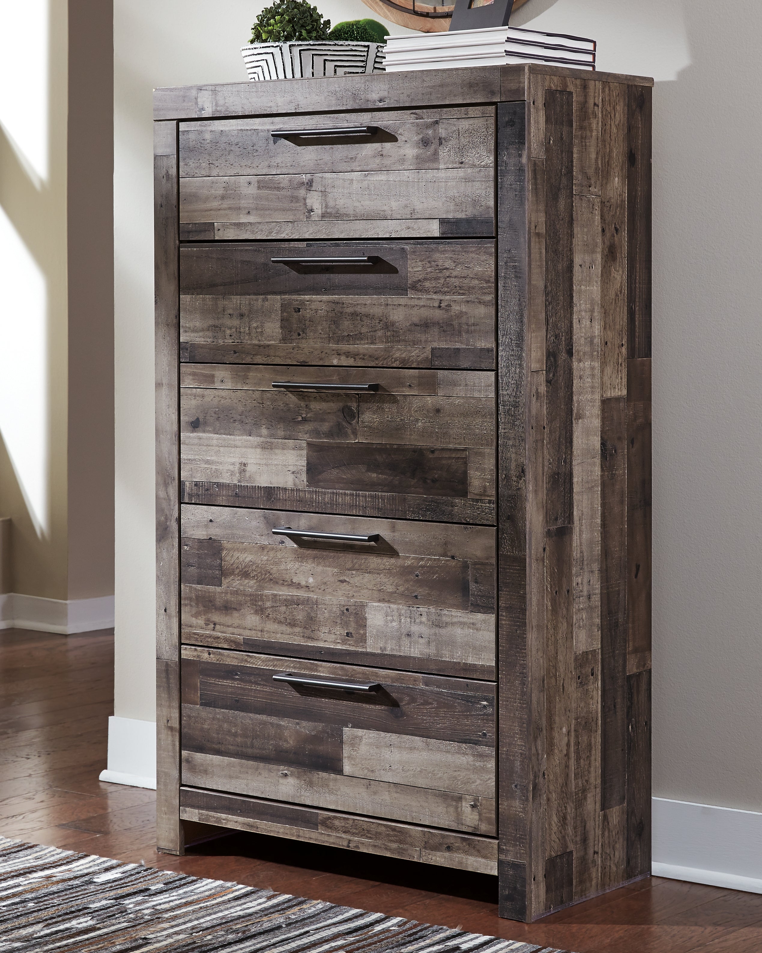 Bay Furniture Gallery - Ashley Furniture - Derekson Bedroom - Queen Panel Bed with 2 Storage Drawers / Multi Gray - B200B13