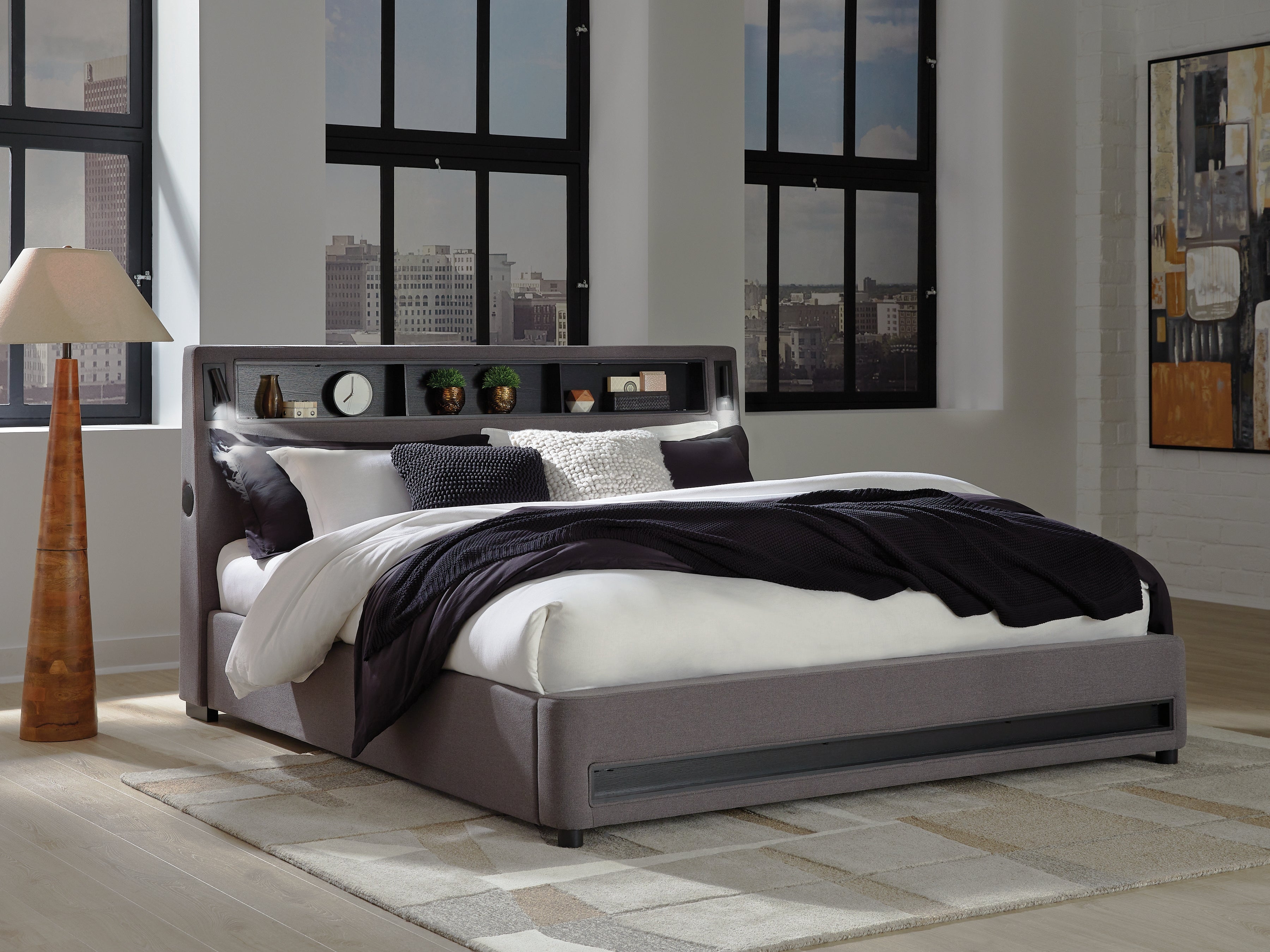 Bay Furniture Gallery - Ashley Furniture - Verishaw Bedroom - California King Upholstered Bed / Gray - PCB2721B22