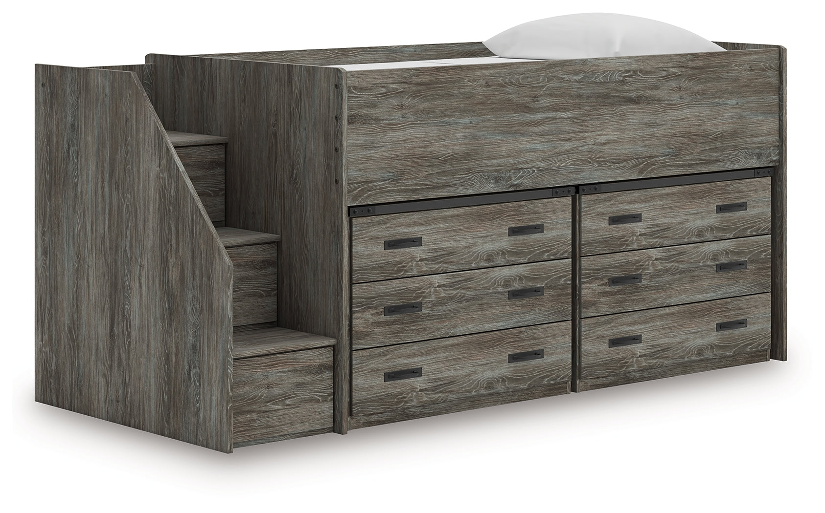 Bay Furniture Gallery - Ashley Furniture - Frandern Twin Loft Bed with Drawer Storage - Twin Loft Bed with Drawer Storage / Warm Gray - B4480B26