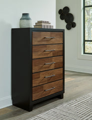 Bay Furniture Gallery - Ashley Furniture - Kraeburn Bedroom - California King Panel Storage Bed / Brown/Black - B496B13