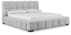 Bay Furniture Gallery - Ashley Furniture - Grendusk Bedroom - California King Upholstered Bed / Light Gray - PCB584B3