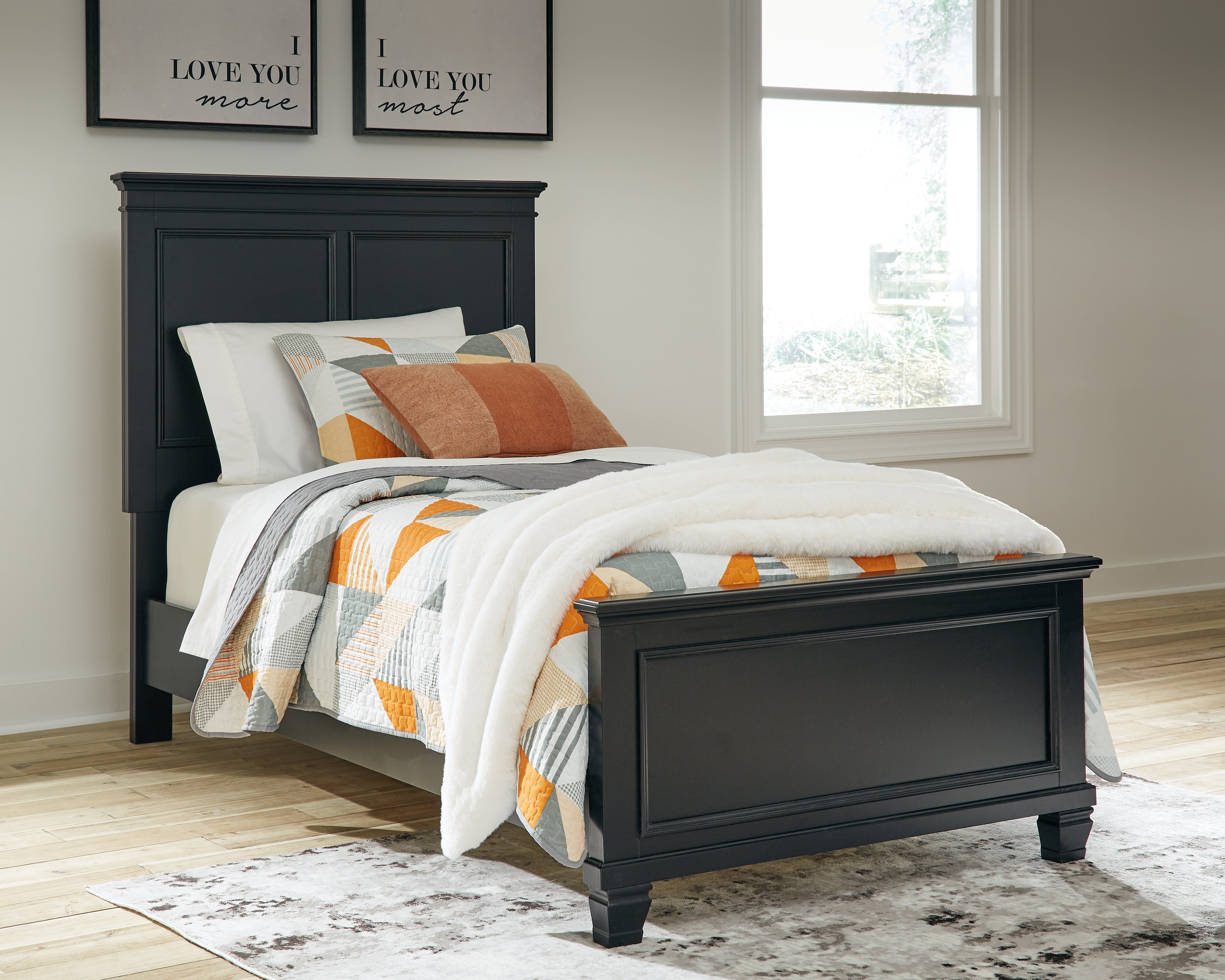 Bay Furniture Gallery - Ashley Furniture - Lanolee Bedroom - Twin Panel Storage Bed / Black - B687B21