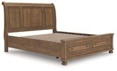 Bay Furniture Gallery - Ashley Furniture - Feddinger Bedroom - California King Panel Storage Bed / Medium Brown - PCB779B13