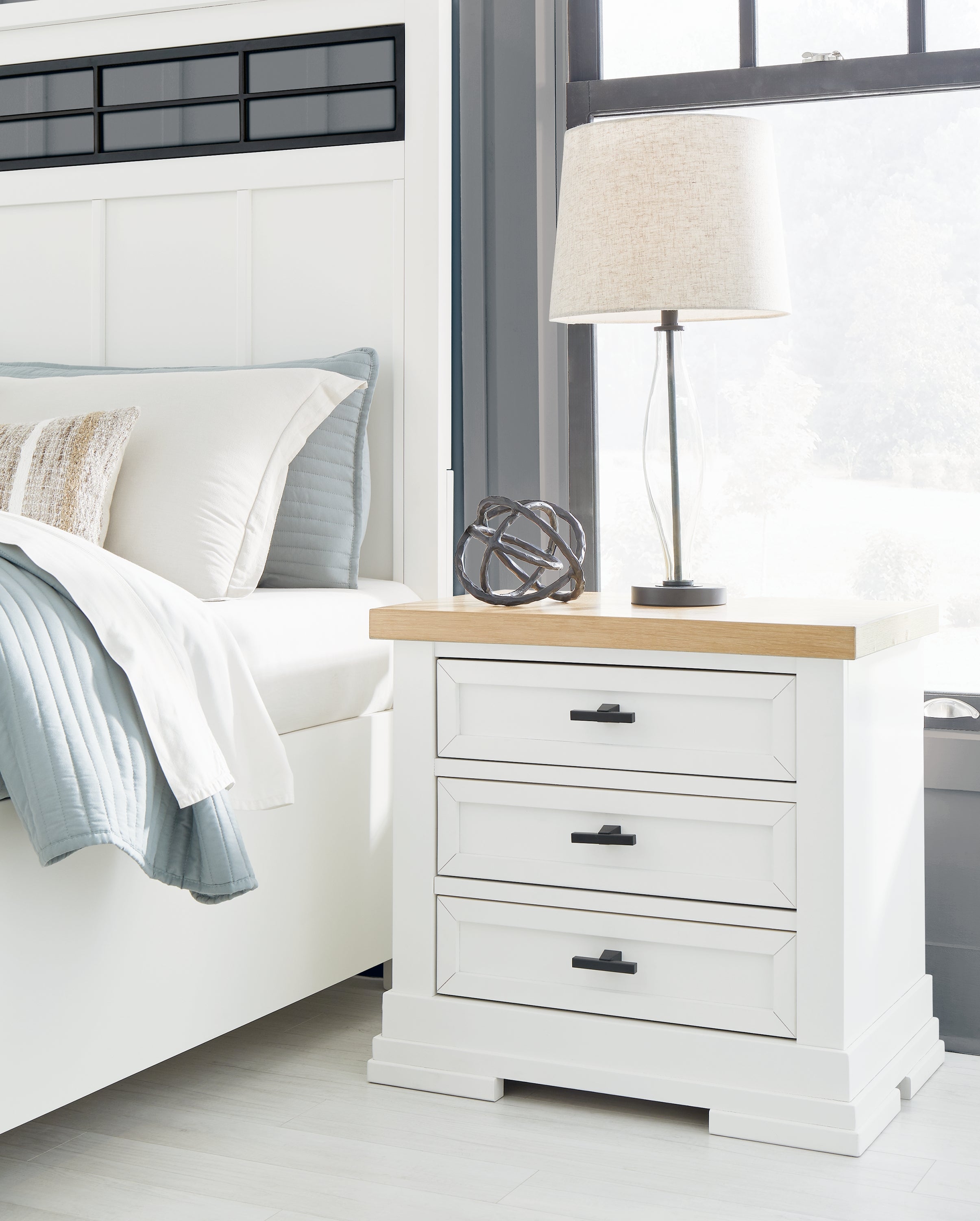 Bay Furniture Gallery - Ashley Furniture - Ashbryn Bedroom - California King Panel Storage Bed / White/Natural - B844B5