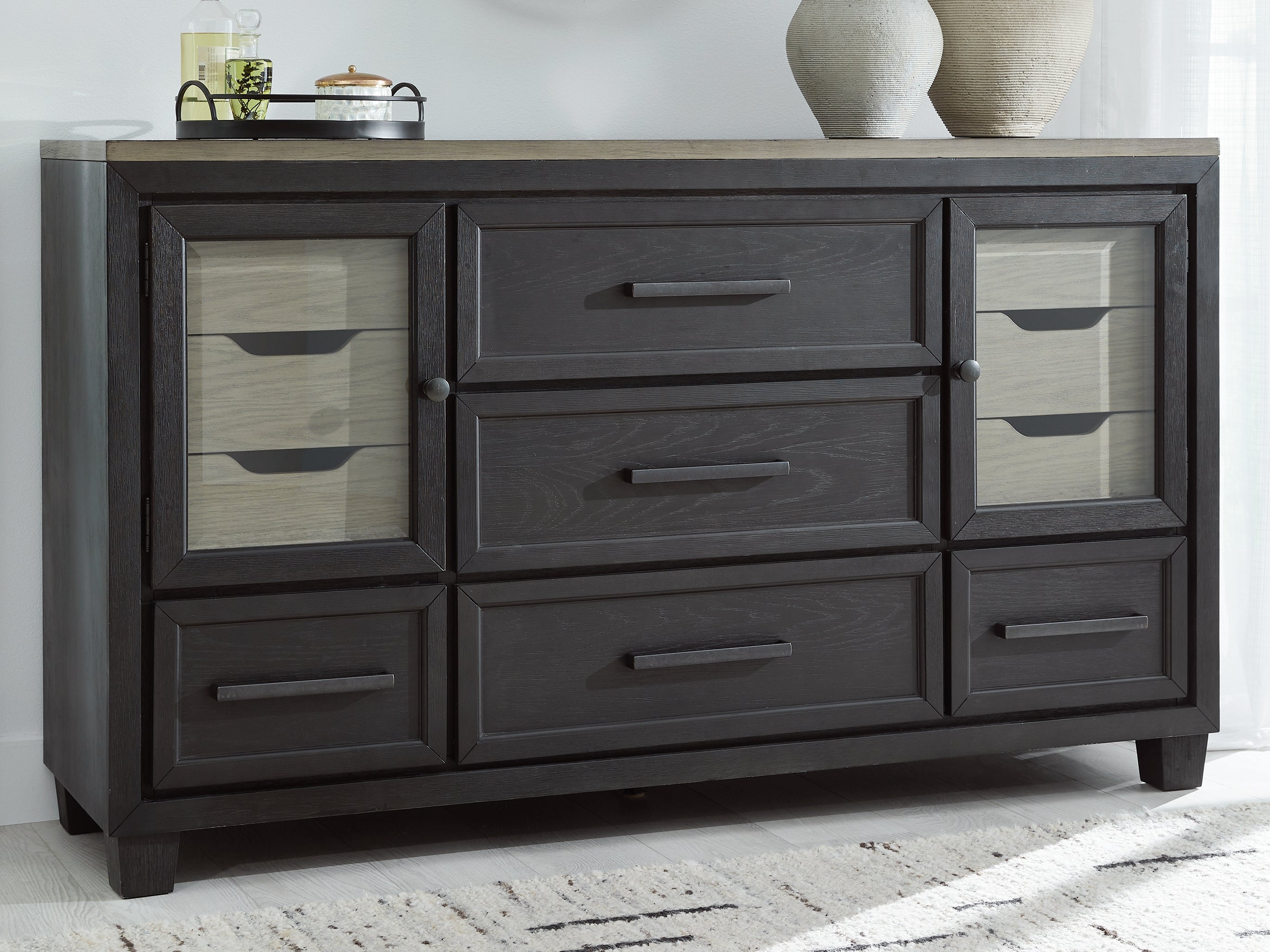 Bay Furniture Gallery - Ashley Furniture - Foyland Bedroom - Two Drawer Night Stand / Black/Brown - B989-92