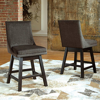 Bay Furniture Gallery - Ashley Furniture - Tallenger Dining Room - Counter Height Bar Stool (Set of 2) / Dark Gray - D380-624X2