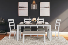 Bay Furniture Gallery - Ashley Furniture - Stonehollow Dining Room - RECT DRM Table Set (6/CN) / White/Gray - D382-325