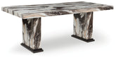 Bay Furniture Gallery - Ashley Furniture - Jeshina Dining Table - Dining Table / Dark Brown/Beige - PCD581D4
