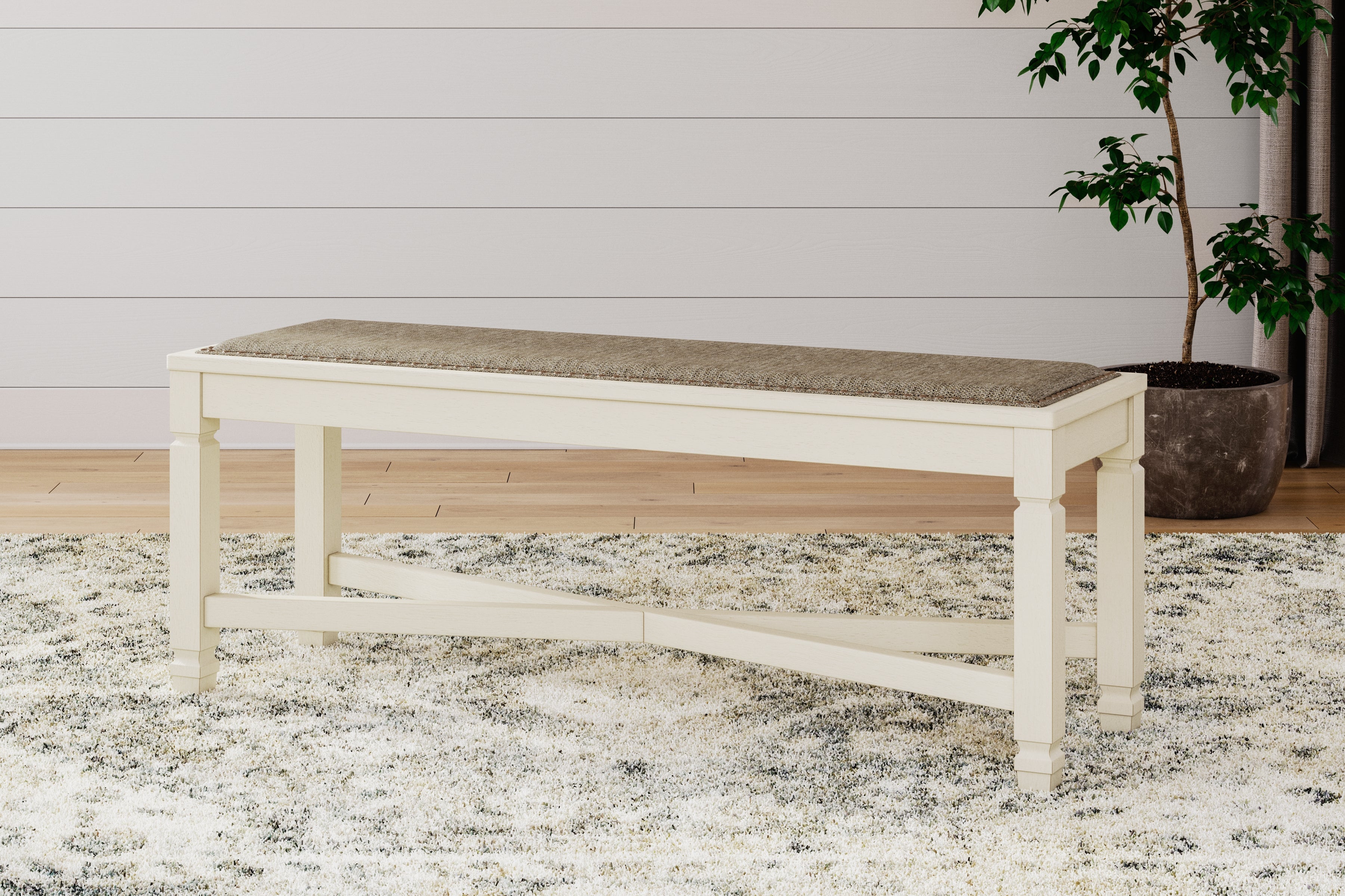 Bay Furniture Gallery - Ashley Furniture - Bolanburg Dining Bench - Large UPH Dining Room Bench / Two-tone / 50"W x 15"D x 20"H - D647-00