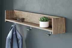 Bay Furniture Gallery - Ashley Furniture - Oliah Wall Decor - Wall Mounted Coat Rack w/Shelf / Natural - EA2270-151
