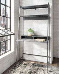 Bay Furniture Gallery - Ashley Furniture - Yarlow Office Desk - Home Office Desk and Shelf / Black - H215-27