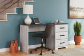 Bay Furniture Gallery - Ashley Furniture - Shawburn Office Desk - Home Office Desk / White/Dark Charcoal Gray - H4121-34