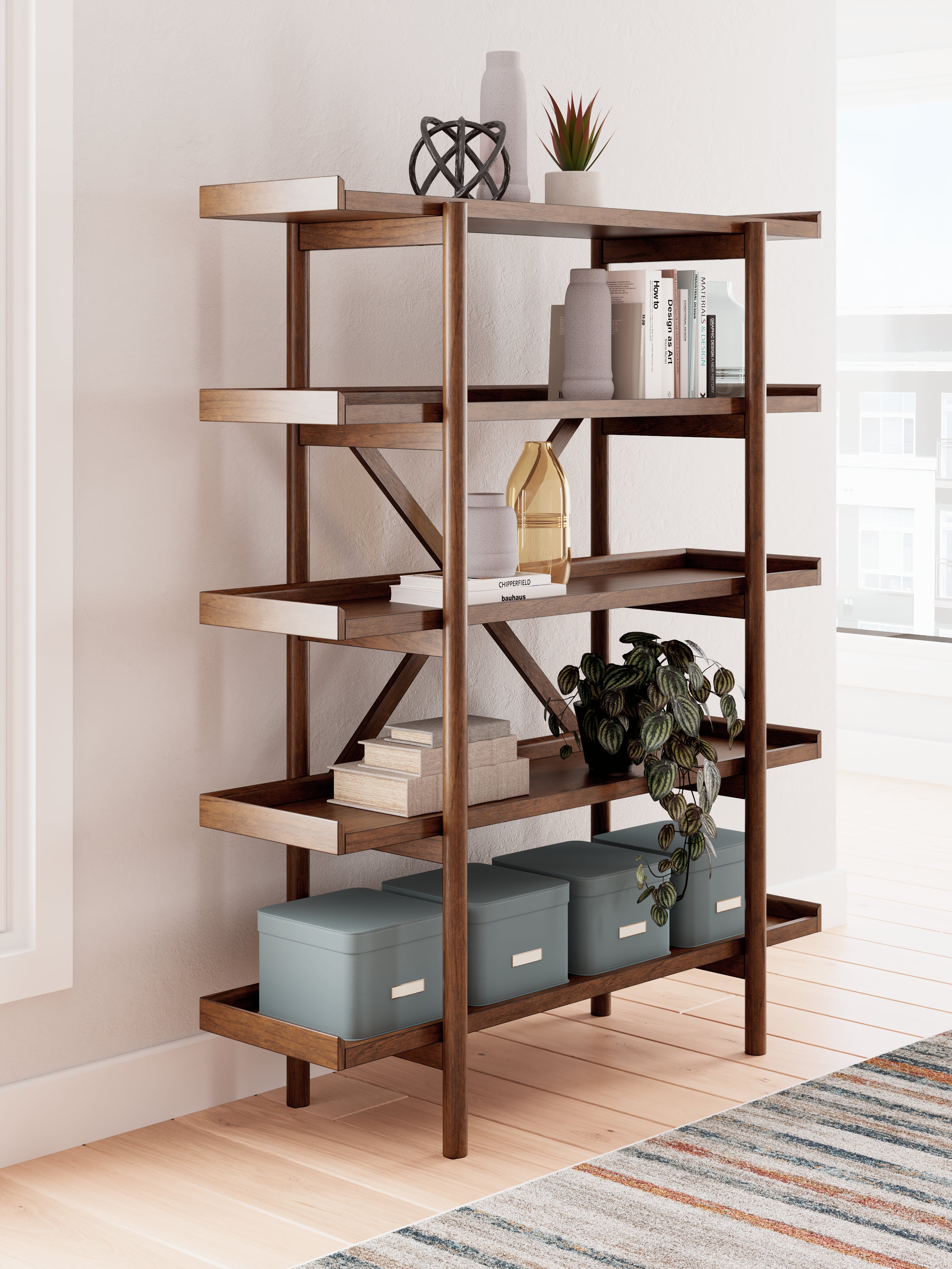 Bay Furniture Gallery - Ashley Furniture - Lyncott Bookcase - Bookcase / Brown - H615-70