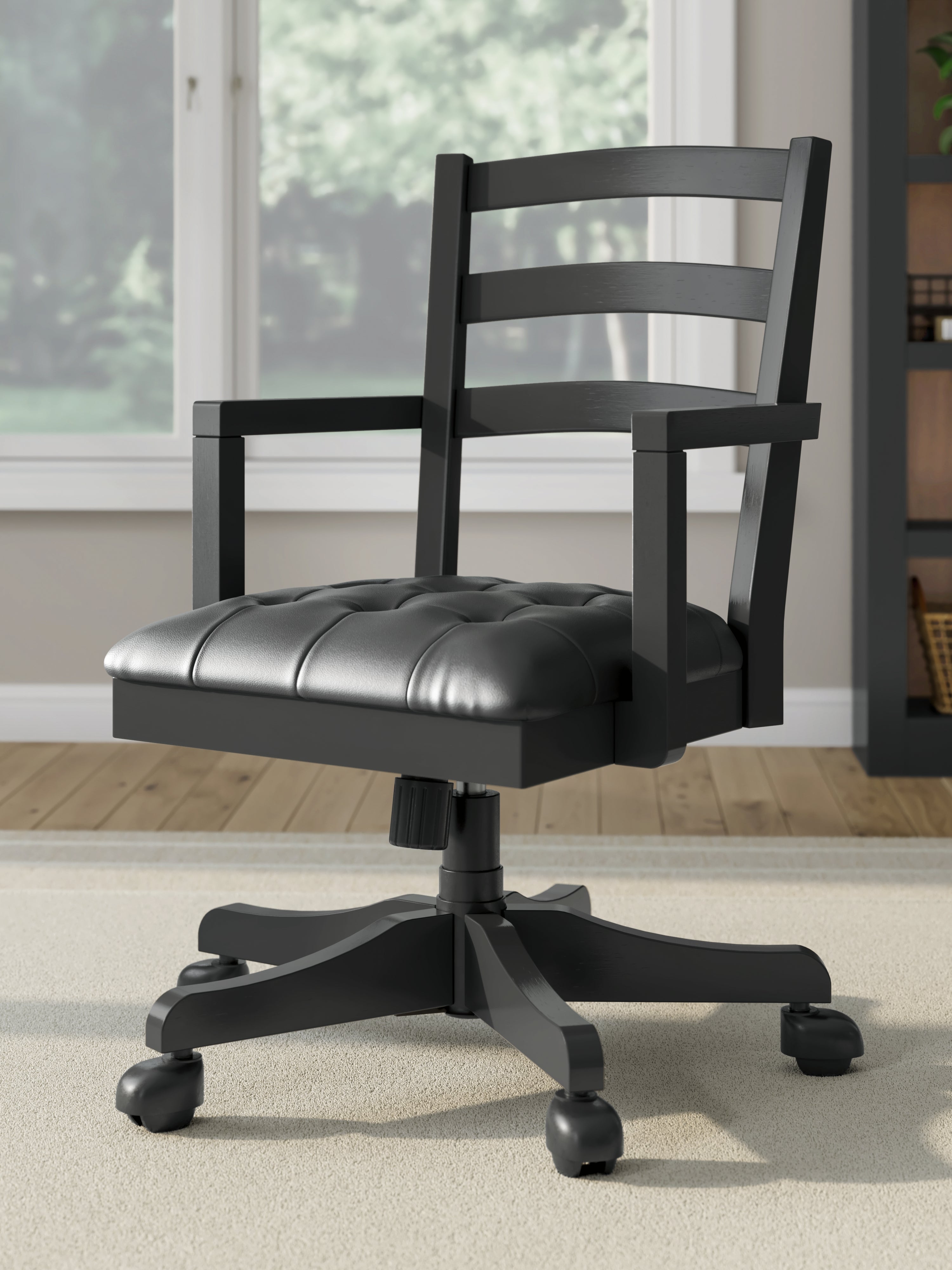 Bay Furniture Gallery - Ashley Furniture - Wildenauer Home Office Desk Chair - Home Office Swivel Desk Chair / Black - H664-01A