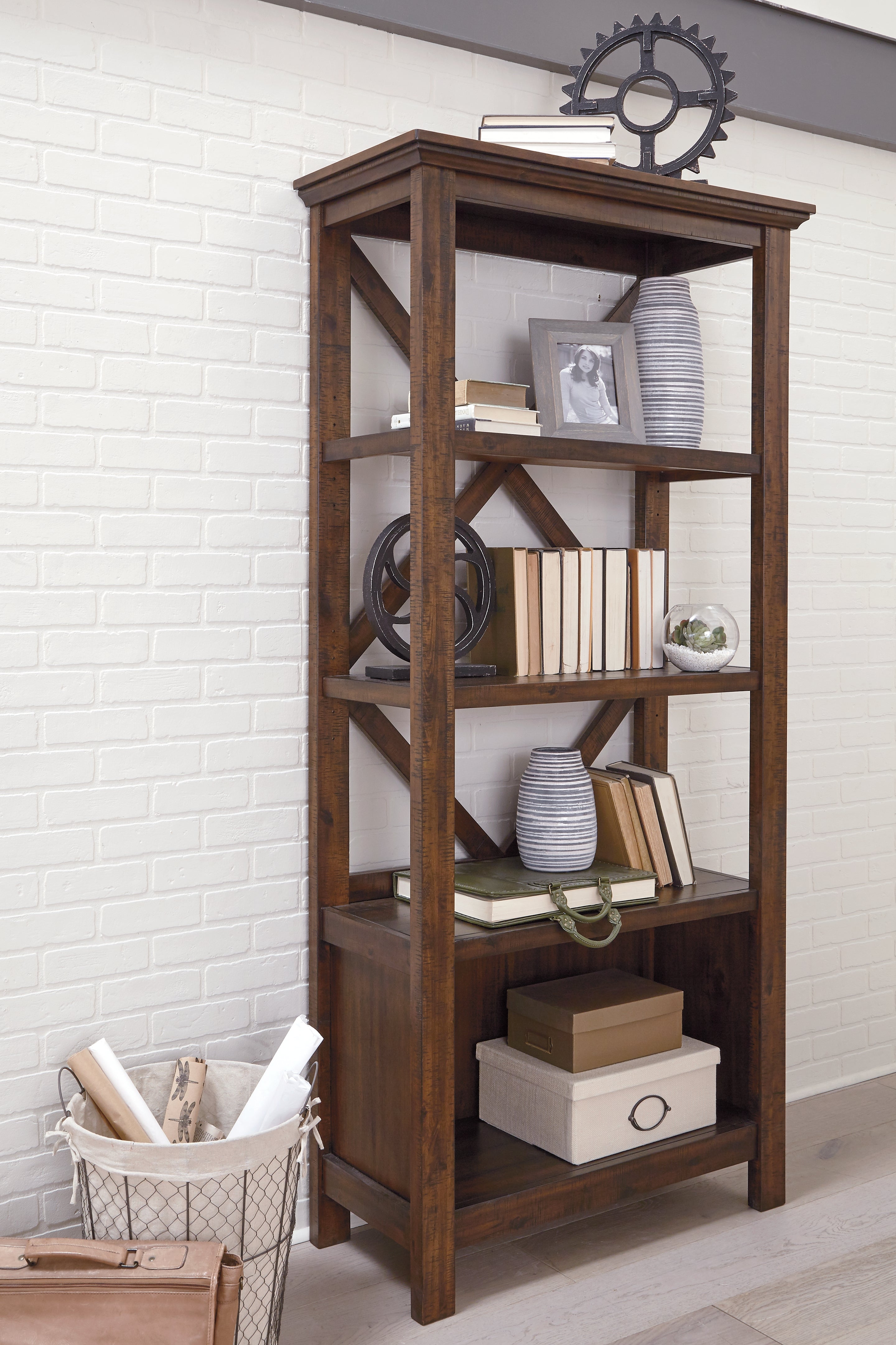 Bay Furniture Gallery - Ashley Furniture - Baldridge Bookcase - Large Bookcase / Rustic Brown - H675-17
