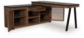 Bay Furniture Gallery - Ashley Furniture - Kallari Office Desk - Credenza with Desk Return / Warm Brown/Black - H737H1