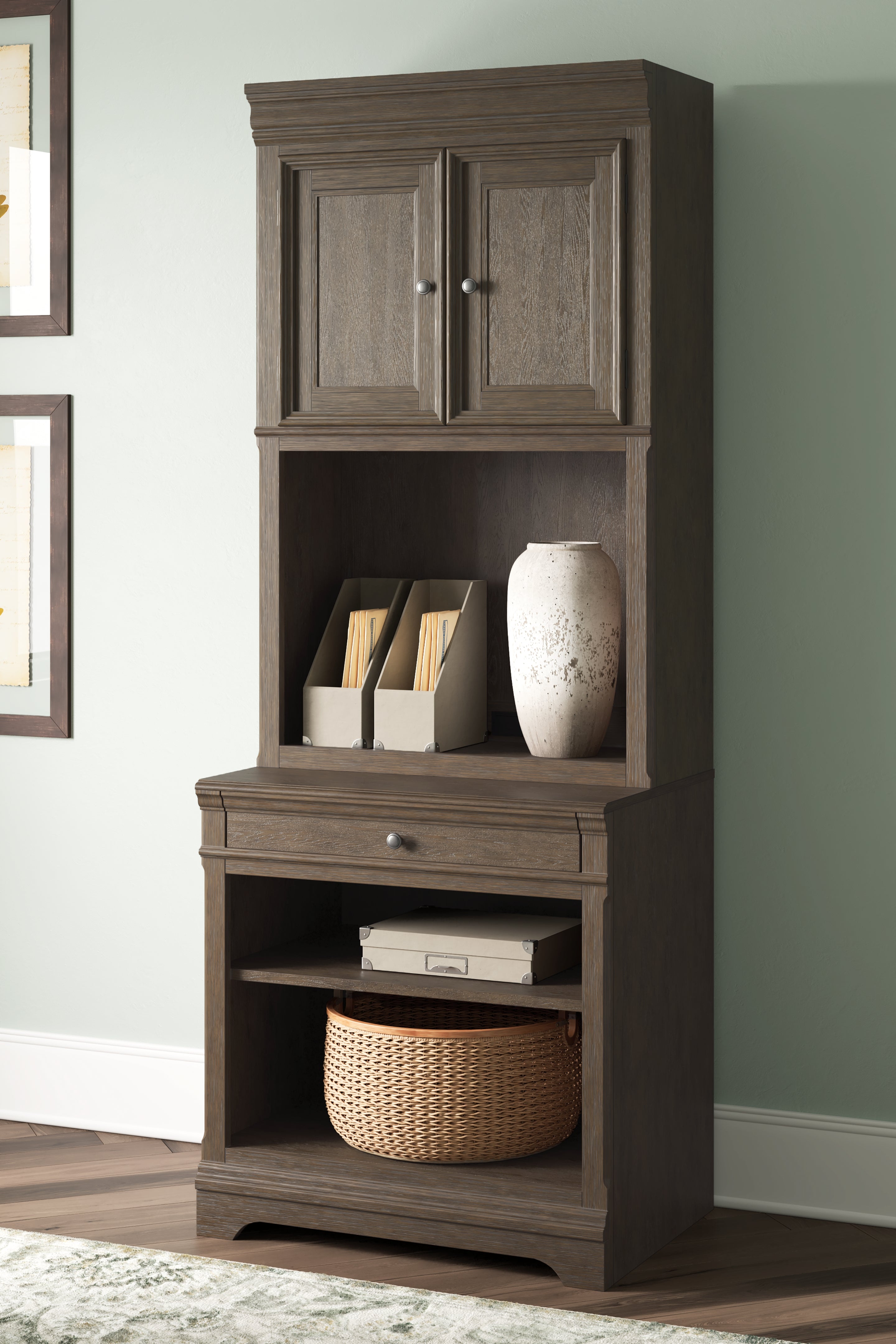 Bay Furniture Gallery - Ashley Furniture - Janismore Bookcase - Bookcase / Weathered Gray - H776H7