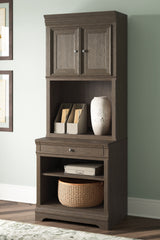 Bay Furniture Gallery - Ashley Furniture - Janismore Bookcase - Bookcase / Weathered Gray - H776H7
