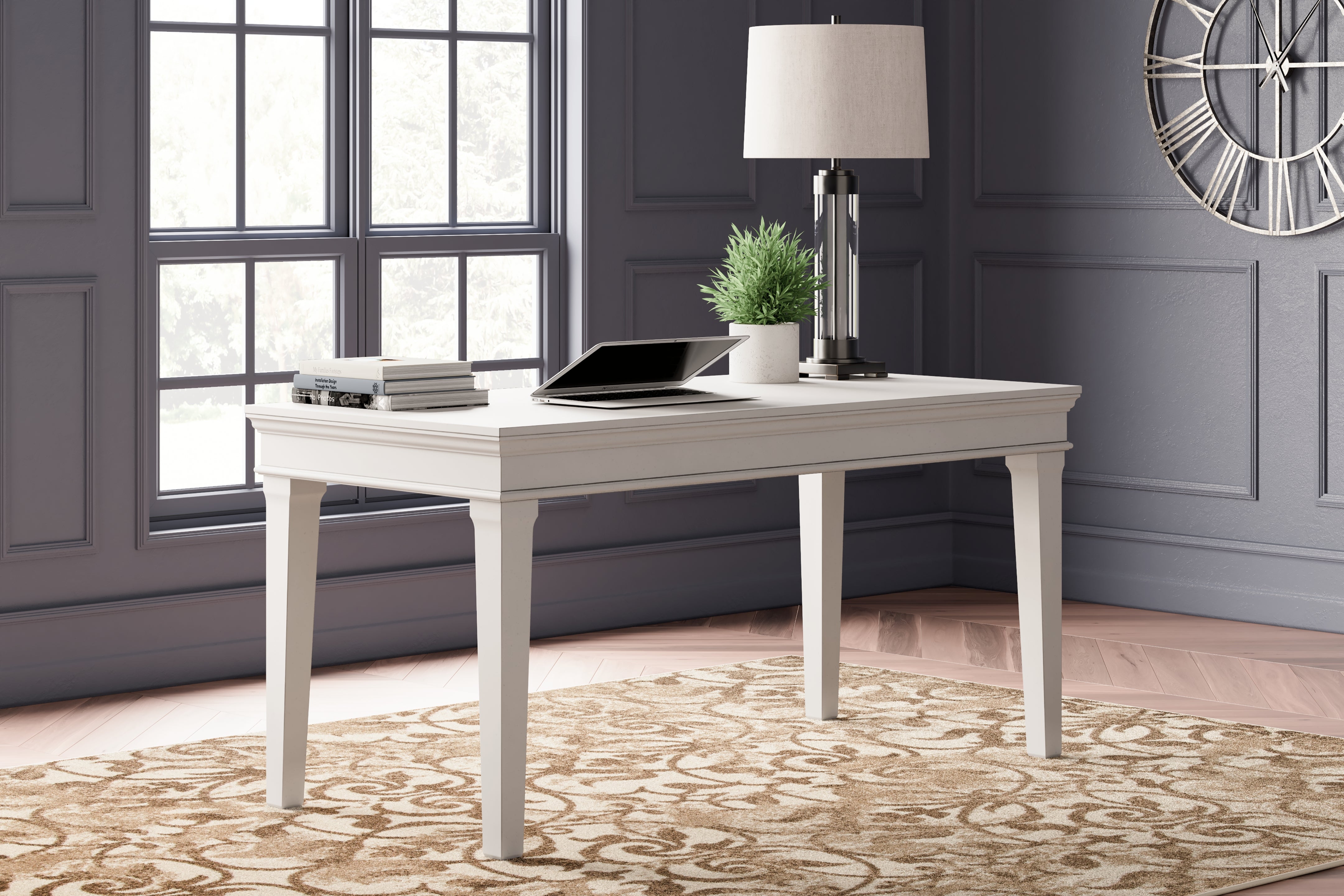 Bay Furniture Gallery - Ashley Furniture - Kanwyn Office Desk - Home Office Desk / Whitewash - H777-44