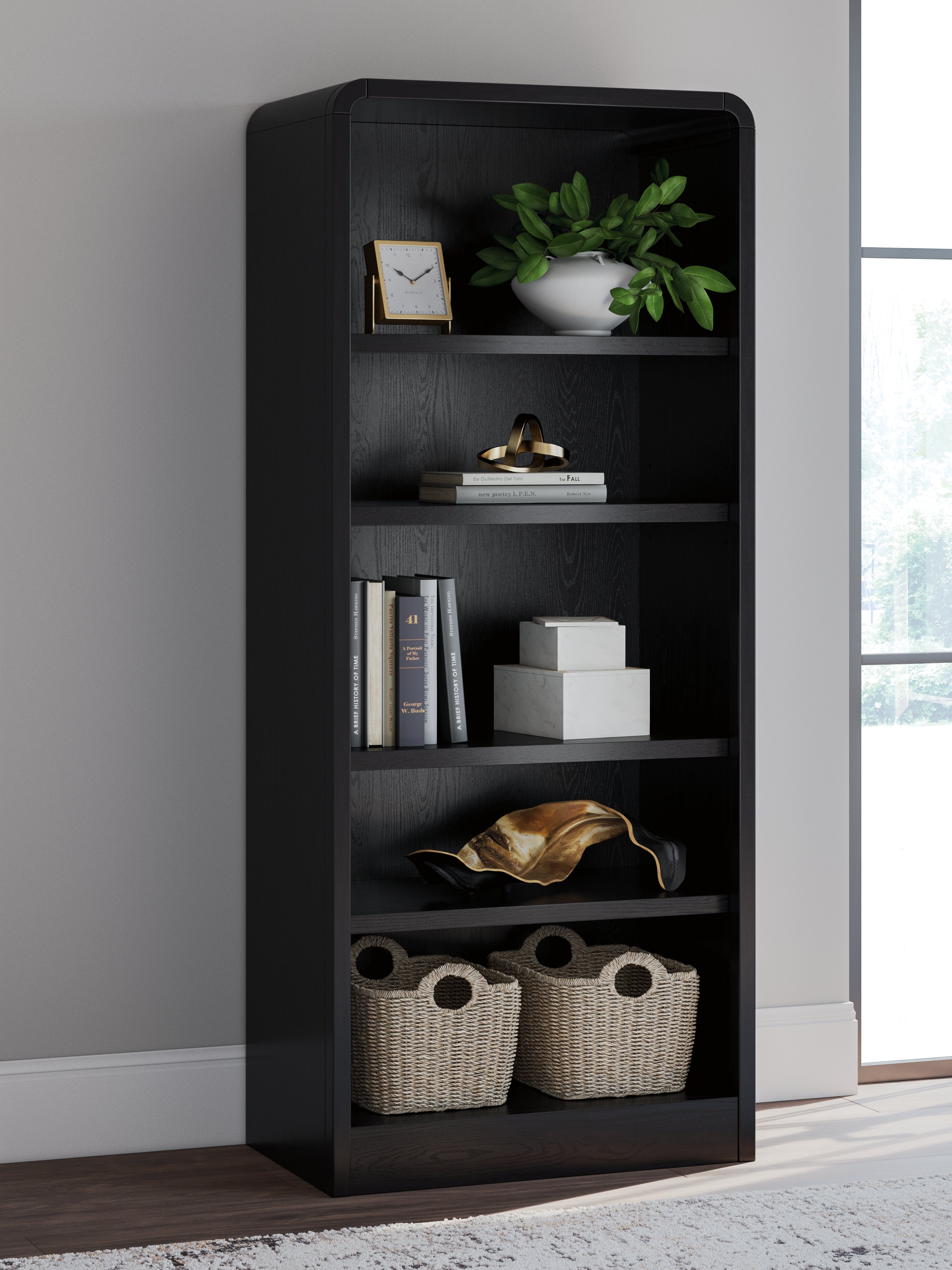 Bay Furniture Gallery - Ashley Furniture - Rowanbeck Bookcase - Large Bookcase / Black - H821-17