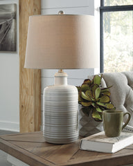 Bay Furniture Gallery - Ashley Furniture - Marnina Lighting - Ceramic Table Lamp (Set of 2) / Taupe - L121854