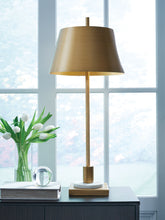 Bay Furniture Gallery - Ashley Furniture - Fritzburn Lighting - Metal Table Lamp (1/CN) / Gold Finish/White - L208444