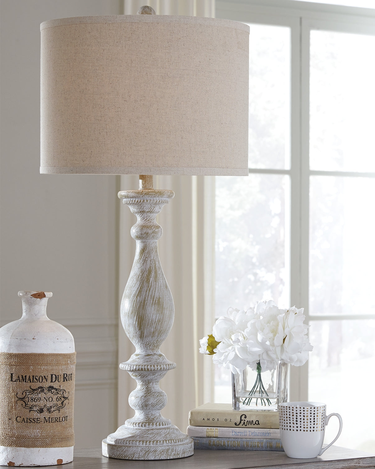 Bay Furniture Gallery - Ashley Furniture - Bernadate Lighting - Poly Floor Lamp (1/CN) / Whitewash - L235341