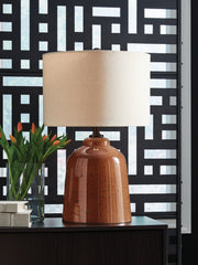 Bay Furniture Gallery - Ashley Furniture - Aaleahya Lighting - Glass Table Lamp (1/CN) / Rust - L430904