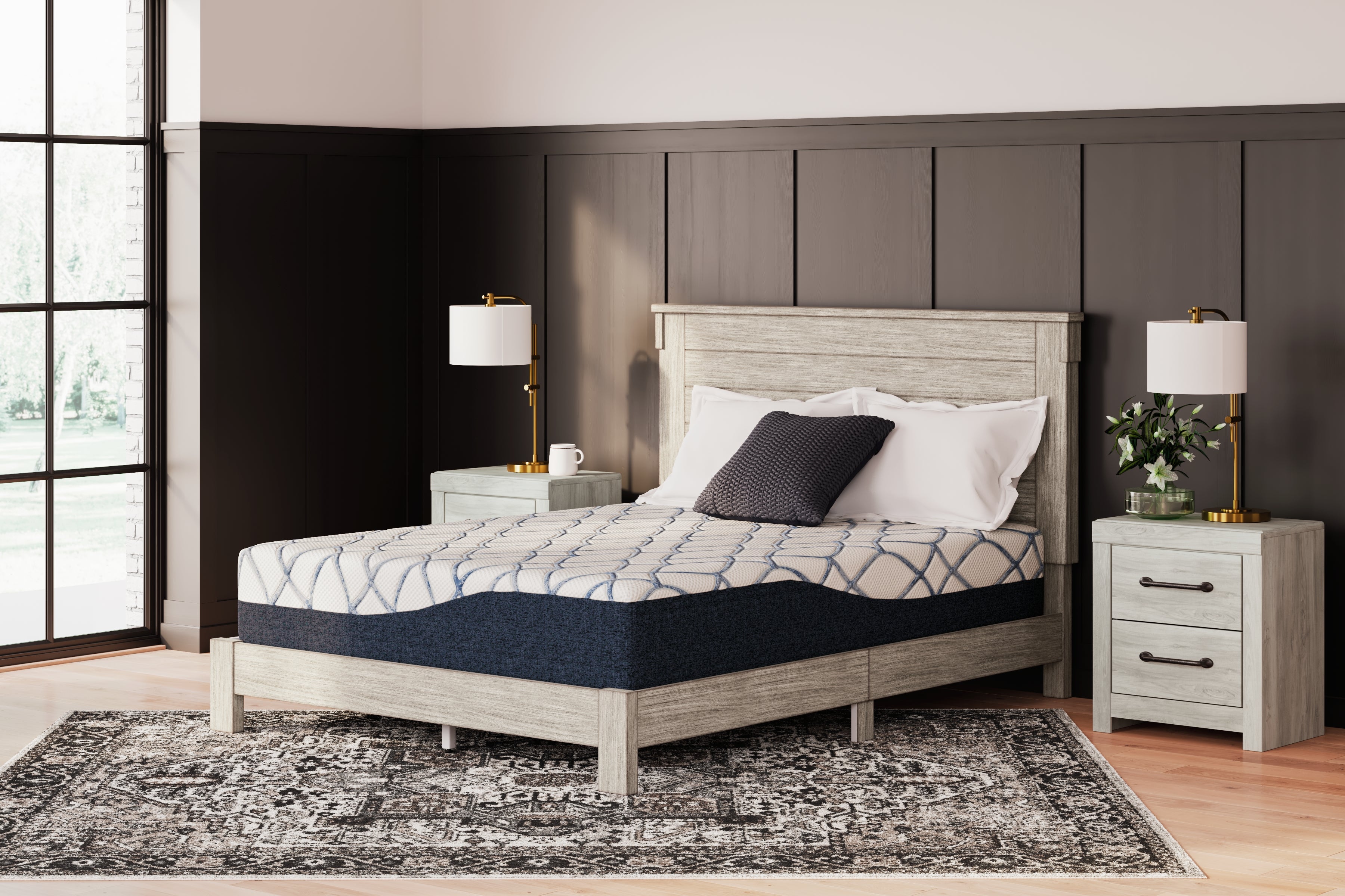 Bay Furniture Gallery - Ashley Furniture - 12 Inch Chime Elite 2.0 Mattresses - California King / White/Blue - M42651