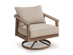Bay Furniture Gallery - Ashley Furniture - Harmony Headlands Outdoor - Swivel Lounge w/ Cushion / Natural/Gray - PCP428-821