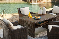Bay Furniture Gallery - Ashley Furniture - Easy Isle Outdoor - RECT Multi-Use Table / Dark Brown/Beige - P455-625