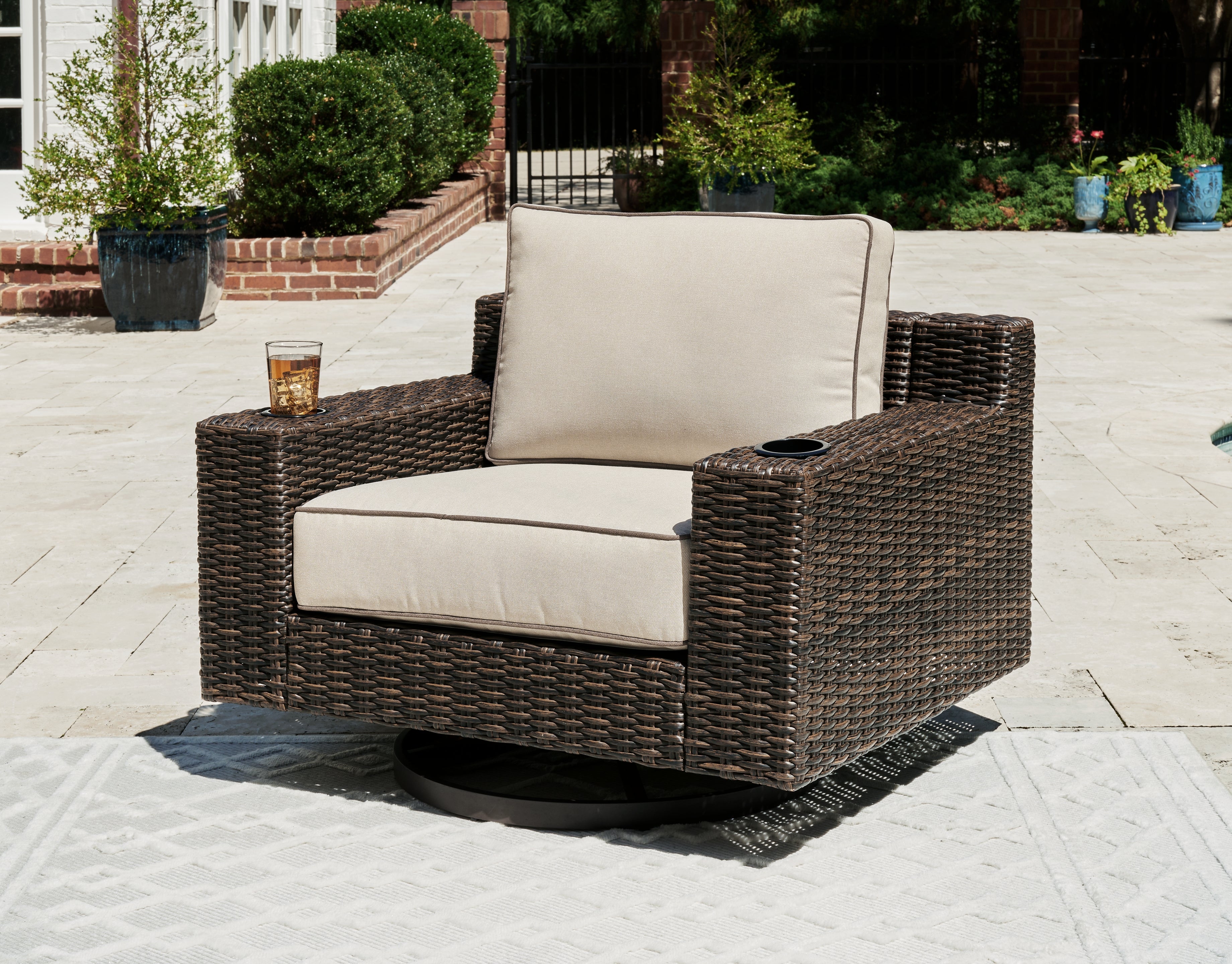Bay Furniture Gallery - Ashley Furniture - Coastline Bay Outdoor - Sofa with Cushion / Brown - P784-838