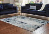 Bay Furniture Gallery - Ashley Furniture - Leonelle Rug - 5'3" x 7'3" Rug / Cream/Blue/Gray - R404872