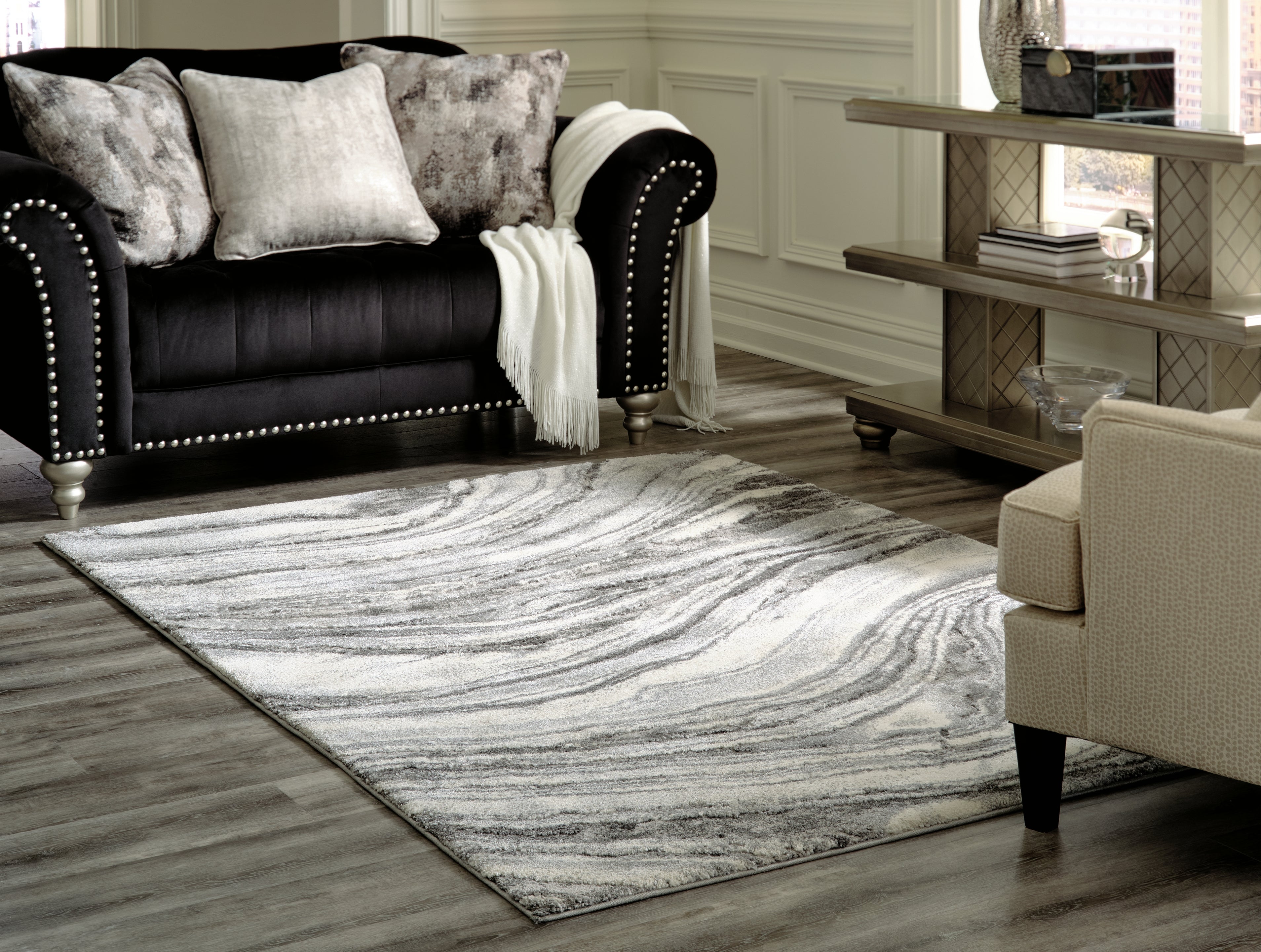 Bay Furniture Gallery - Ashley Furniture - Wysdale Rug - 5'3" x 7'3" Rug / Ivory/Gray - R404902