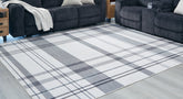 Bay Furniture Gallery - Ashley Furniture - Kaidlow Rug - 7'7" x 9'8" Washable Rug / Gray/Cream - R405911