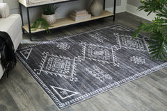 Bay Furniture Gallery - Ashley Furniture - Arloman Rug - 5' x 7' Washable Rug / Black/Cream/Gray - R405932