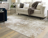 Bay Furniture Gallery - Ashley Furniture - Grifflain Rug - 7'10" x 10'3" Washable Rug / Tan/Brown/Gray - R406231